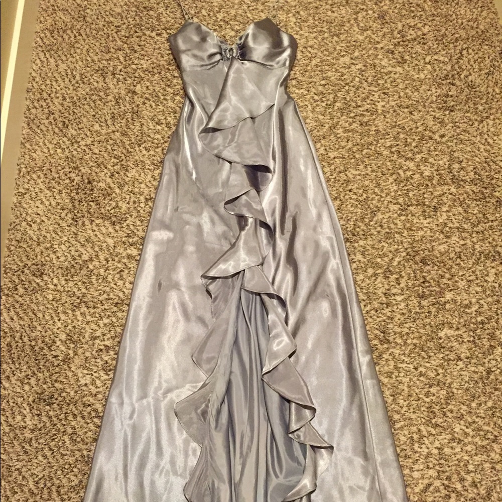 Silver formal dress DeLarue size 3/4